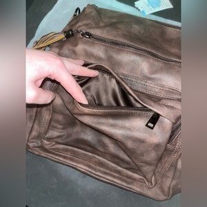 Leather Coffee Colored Backpack Purse NWT